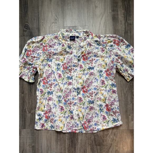 Woman Gap Puff Sleeve Shirt Floral Size Small - Picture 1 of 7